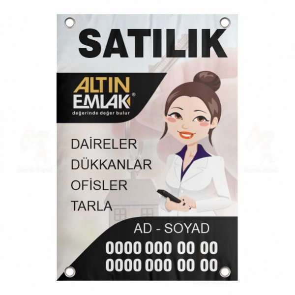 30x40 Vinil Branda Satlk Altn Emlak Afii ls retimi ve sat