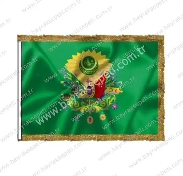 Osmanlı Arması Makam Bayrağı yeşil saçaklı 100x150