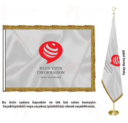 Basın Yayın ve Enformasyon Genel Müdürlüğü Saten Kumaş Makam Bayrağı