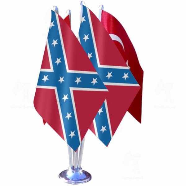 Confederate States Of America Amerika Konfedere Devletleri 4 L Masa Bayraklar