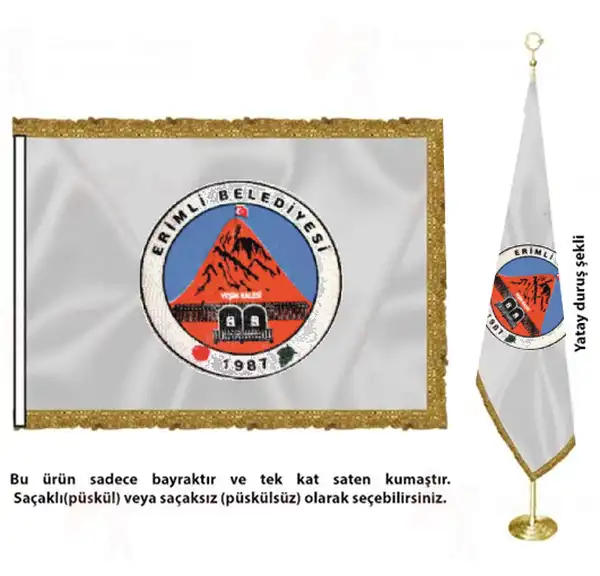 Erimli Belediyesi Saten Kumaş Makam Bayrağı