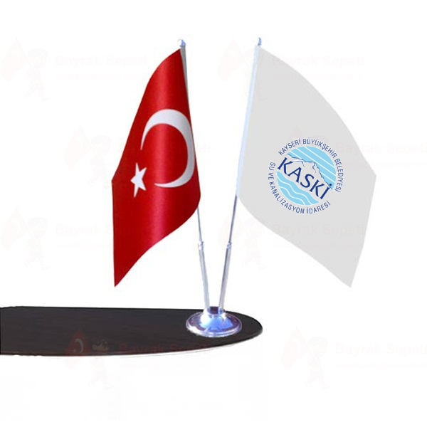 Kayseri Büyükşehir Belediyesi Su ve Kanalizasyon İdaresi 2 Li Masa Bayrakları