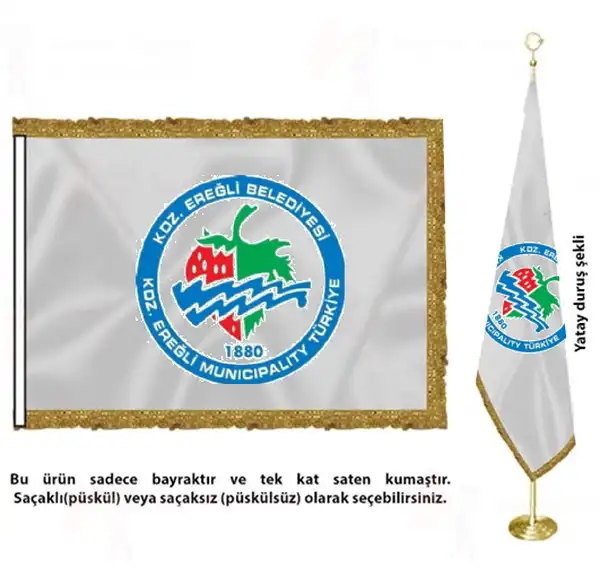 Kdz Ereğli Belediyesi Saten Kumaş Makam Bayrağı