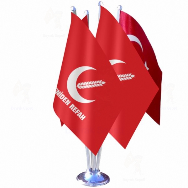 Krmz Yeniden Refah Partisi 4 L Masa Bayraklar