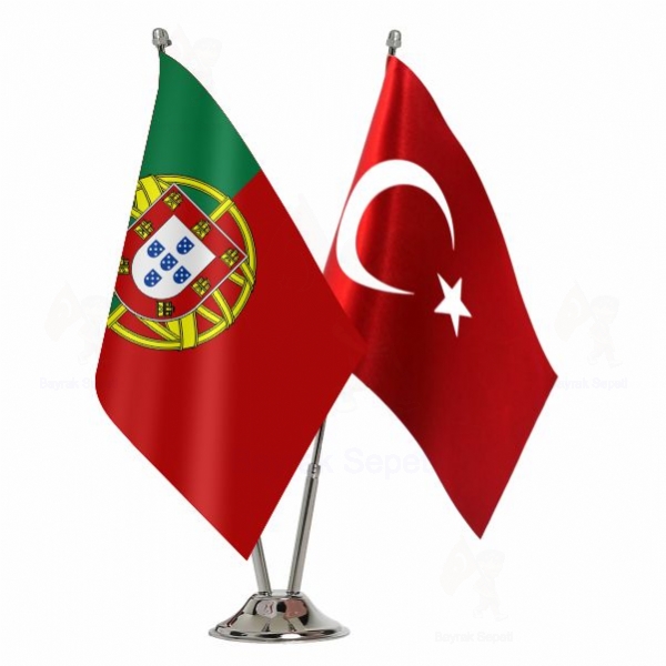 Portekiz 2 Li Masa Bayraklar Tasarm