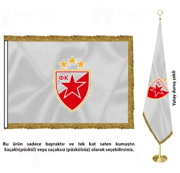 Red Star Belgrade Saten Kuma Makam Bayra Toptan