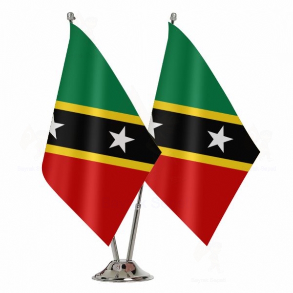 Saint Kitts ve Nevis 2 Li Masa Bayra Bul