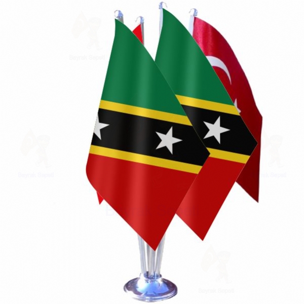 Saint Kitts ve Nevis 4 L Masa Bayraklar Tasarmlar