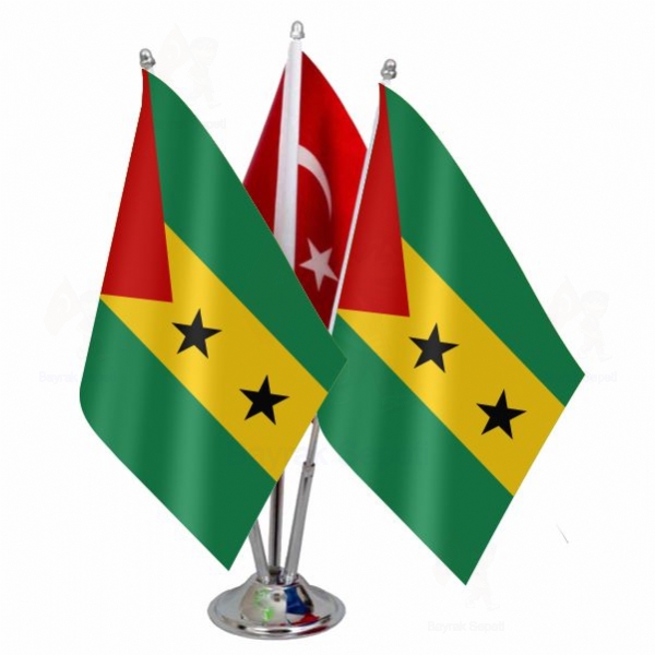 Sao Tome ve Principe 3 L Masa Bayraklar eitleri