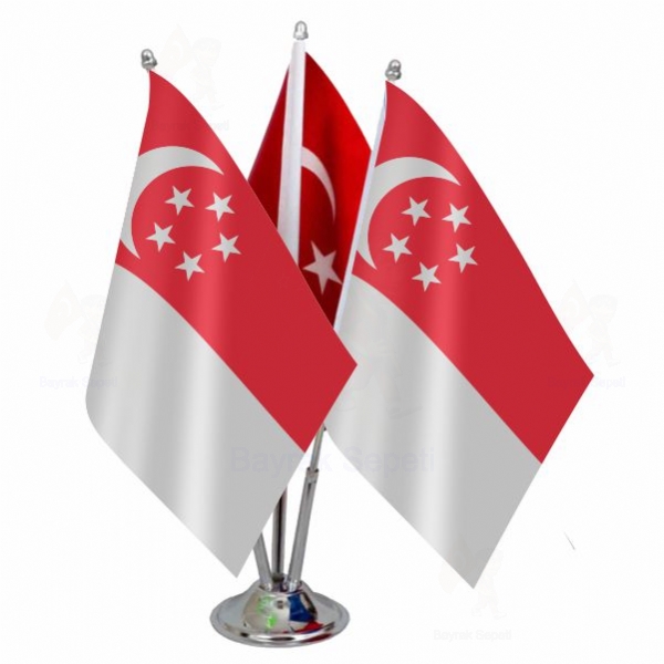 Singapur 3 L Masa Bayraklar Resmi