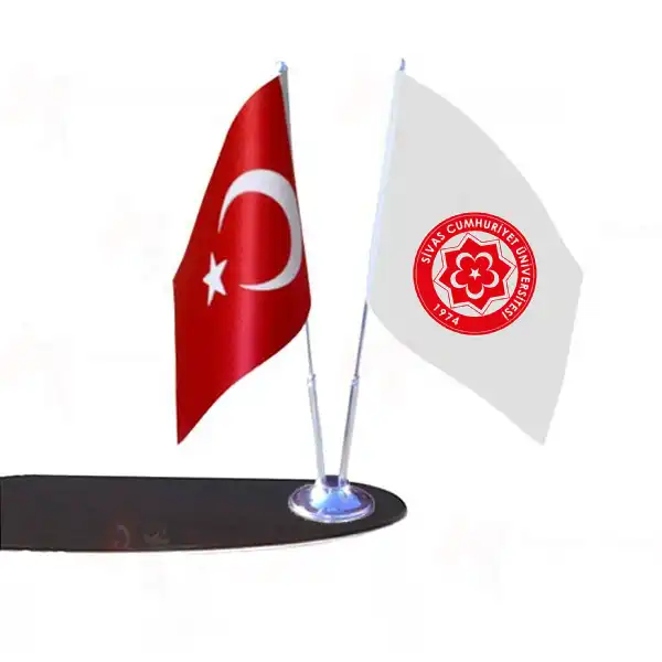 Sivas Cumhuriyet niversitesi 2 Li Masa Bayraklar