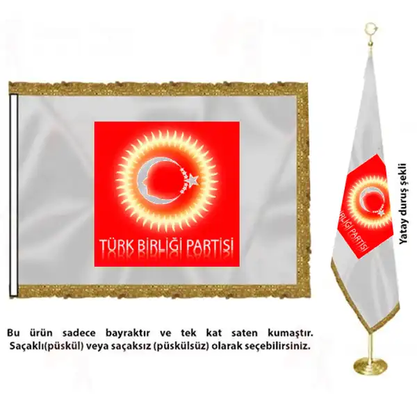 Türk Birliği Partisi Saten Kumaş Makam Bayrağı