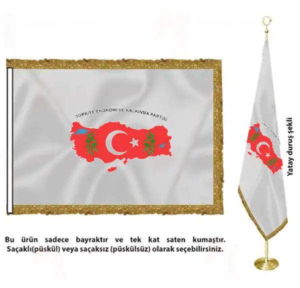 Türkiye Ekonomi ve Kalkınma Partisi Saten Kumaş Makam Bayrağı