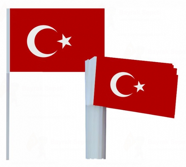 12x21 Kağıt Sopalı Türk Bayrağı